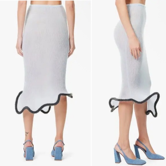 PH5 Ginny Alpaca Wavy Wire-Hem Knitted Midi Skirt in Dreamy Blue size large - Picture 4 of 13